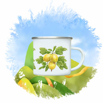 Tin mug - fruits