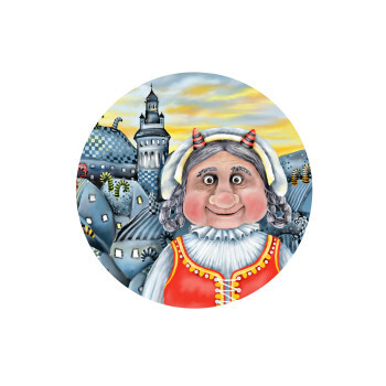 Placka Čertovská babi - magnet 56 mm