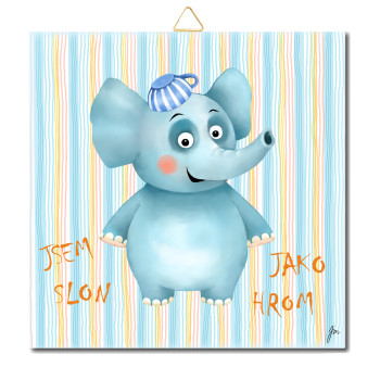 Elefant - Inschrift - DV 23 15 x 15 cm
